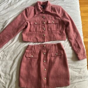 Forever 21 Pink Skirt Set with Button Details XS